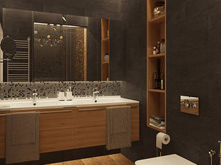 Проект квартиры в ЖК Сочи, Авиационная,10, Дизайн Студия 33 Дизайн Студия 33 モダンスタイルの お風呂