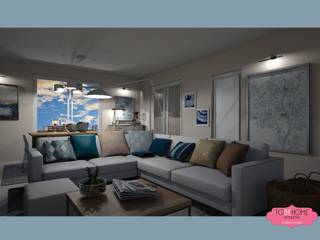 Un tocco di azzurro per la casa in stile nordico, TOBEHOME INTERIORS TOBEHOME INTERIORS Scandinavian style living room