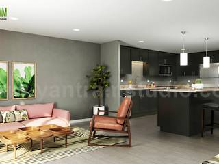 Open Concept Kitchen Living Room 3D Interior Design Ideas Developed By Yantram Architectural Animation Companies, Doha - Qatar, Yantram Animation Studio Corporation Yantram Animation Studio Corporation مطبخ