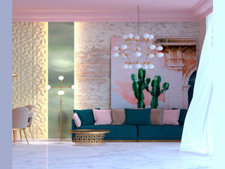 Проект гостиной "Цвета Пудры Опунции", Дизайн студия Arh-ideya Дизайн студия Arh-ideya Living room Stone