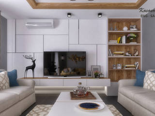 تصميم ريسيبشن بشقة في كومباوند, KOSOUR INTERIORS KOSOUR INTERIORS Salas de estilo mediterraneo