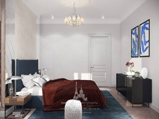 Дизайн-проект спальни в парижском стиле в новостройке на Ленинском, Архитектурное бюро «Парижские интерьеры» Архитектурное бюро «Парижские интерьеры» Classic style bedroom