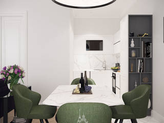 Дизайн кухни-гостиной в современном стиле в ЖК «Грин Парк», Архитектурное бюро «Парижские интерьеры» Архитектурное бюро «Парижские интерьеры» Eclectic style dining room