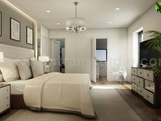 Modern Master Bedroom Ideas Developed By Yantram 3D Interior Rendering Services, Brussels - Belgium, Yantram Animation Studio Corporation Yantram Animation Studio Corporation Modern style bedroom Cotton Red