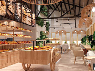 Bakery Cafe' and Souvenir Shop, IDC-INNHOME DESIGN AND CONSTRUCTION IDC-INNHOME DESIGN AND CONSTRUCTION Interior garden Plywood