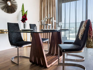 Residencial Quartz, un proyecto AC en Dubai, ANGEL CERDA ANGEL CERDA Moderne eetkamers Massief hout Bont