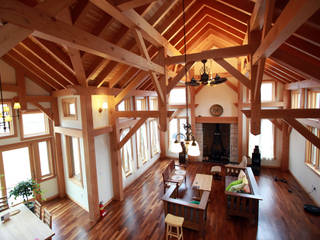 화순 중목구조 주택, Barnhouse Barnhouse Classic style living room Solid Wood Multicolored