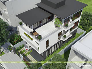 THIẾT KẾ BIỆT THỰ HIỆN ĐẠI 3 TẦNG, UK DESIGN STUDIO - KIẾN TRÚC UK UK DESIGN STUDIO - KIẾN TRÚC UK Villas