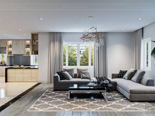 Hơi thở hiện đại cho Thiết kế nội thất Villa sành điệu hơn - ICON INTERIOR, ICON INTERIOR ICON INTERIOR Modern Living Room