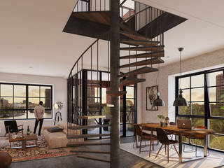 Little C lofts - Rotterdam, jvantspijker & partners jvantspijker & partners غرفة المعيشة الخرسانة