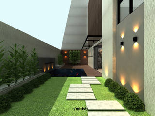 DK Residence, M I D S T Interiors M I D S T Interiors Varandas, alpendres e terraços modernos Pedra Multi colorido