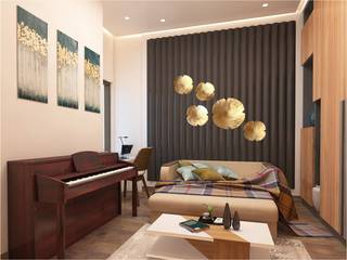 DWARKA SECTOR—4, RESIDENTIAL PROJECT BY MAD DESIGN, MAD Design MAD Design Phòng giải trí phong cách tối giản