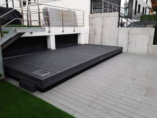 POOLDECK TERRAZA MÓVIL DE PISCINA , AZENCO AZENCO 모던스타일 수영장 우드 우드 그레인