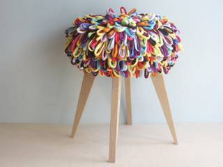 Hockerserie Loops and Poufs, MySoul MySoul Eclectische woonkamers Katoen Rood