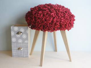 Hockerserie Loops and Poufs, MySoul MySoul Salones eclécticos Algodón Rojo