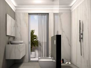 Bagno elegante in grandi lastre, Fratelli Pellizzari spa Fratelli Pellizzari spa Klassische Badezimmer Fliesen