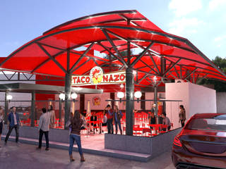 Taconazo Tijuana, URBAO Arquitectos URBAO Arquitectos Espacios comerciales Hierro/Acero