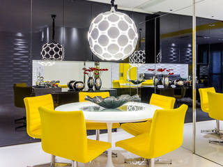 Apartamento com tons marcantes, moderno, dinâmico e cheio de energia., Arquitetura Sônia Beltrão & associados Arquitetura Sônia Beltrão & associados Modern dining room Yellow