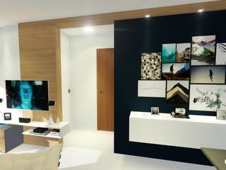 Sala Moderna e Funcional, Arquitetura Sônia Beltrão & associados Arquitetura Sônia Beltrão & associados Living room Wood Blue