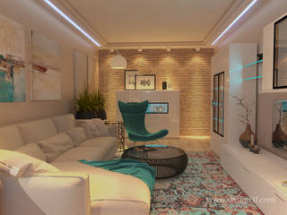 Светлая гостиная с яркими акцентами, студия Design3F студия Design3F Minimalist living room Beige