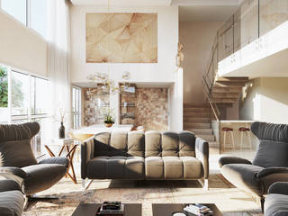 Apartamento Duplex, Triple Arquitetura Inteligente Triple Arquitetura Inteligente Living room Marble