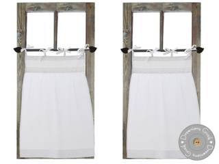 białe firanki transparentne z kokardkami, Drewniany Guzik Drewniany Guzik Windows & doorsCurtains & drapes Cotton White