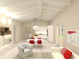 Bianco e Luce per l'open space, TOBEHOME INTERIORS TOBEHOME INTERIORS Modern living room Wood White