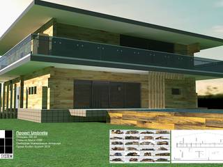 Современный дом из бруса UWB, Ecoles System Ecoles System Hiên, sân thượng phong cách tối giản Gỗ Wood effect