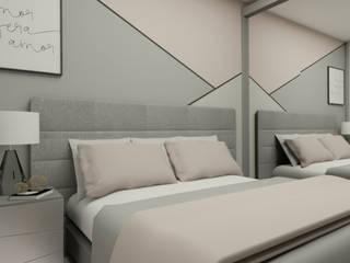 Projeto Online - Quarto Casal Contemporâneo, La Decora La Decora Small bedroom MDF