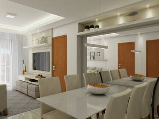 APARTAMENTO CF, ConcretoLeve Arquitetura e Interiores ConcretoLeve Arquitetura e Interiores Modern dining room MDF