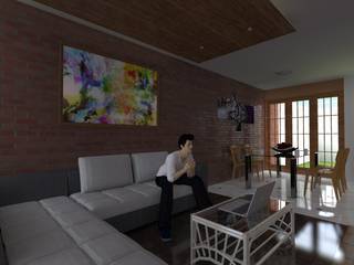 Casa pequeña , ARDI Arquitectura y servicios ARDI Arquitectura y servicios Moderne Wohnzimmer Beton Mehrfarbig