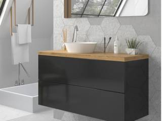 Muebles en combinación de blanco y madera para tu baño en Barcelona, TheBathPoint TheBathPoint Banheiros modernos Madeira Efeito de madeira