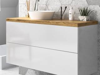 Muebles en combinación de blanco y madera para tu baño en Barcelona, TheBathPoint TheBathPoint Ванная комната в стиле модерн Дерево Эффект древесины