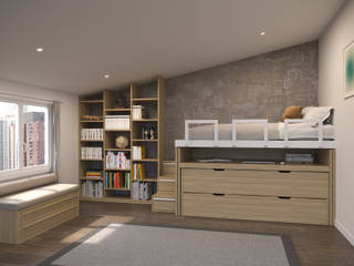 SPAZIOBED ESTRAIBILE, cinius s.r.l. cinius s.r.l. Minimalist bedroom Solid Wood Multicolored