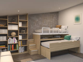 SPAZIOBED ESTRAIBILE, cinius s.r.l. cinius s.r.l. Minimalist bedroom Solid Wood Multicolored