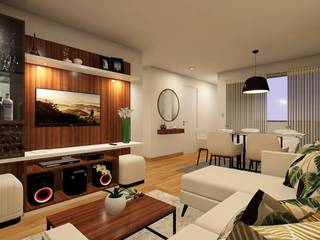 Diseño de Sala-Comedor, Lucero Pardo M. - Diseñadora de Interiores Lucero Pardo M. - Diseñadora de Interiores Modern living room Wood Wood effect