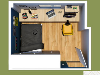 Dormitorio para Renzo, Lucero Pardo M. - Diseñadora de Interiores Lucero Pardo M. - Diseñadora de Interiores Kleine slaapkamer Hout Hout