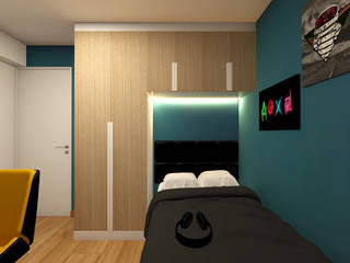 Dormitorio para Renzo, Lucero Pardo M. - Diseñadora de Interiores Lucero Pardo M. - Diseñadora de Interiores Small bedroom Wood Wood effect