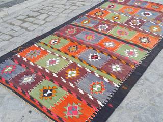 Vintage Sivas Kilim Rug Heritage Nomadic Art Gallery Interior garden Wool Orange Interior landscaping