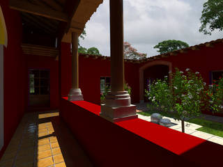 Casa Roja, Arqternativa Arqternativa Country style corridor, hallway& stairs Wood Red