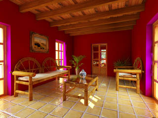 Casa Roja, Arqternativa Arqternativa Wohnzimmer im Landhausstil Holz Rot