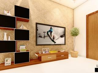 3 BHK for an NRI Client at Hyderabad, India, Aikaa Designs Aikaa Designs Minimalist living room