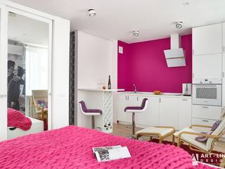 Квартира-студия "с лиловым акцентом", Art-line Design Art-line Design Kleine keuken