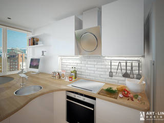 Квартира-студия в скандинавском стиле, Art-line Design Art-line Design Cocinas de estilo escandinavo