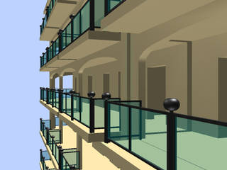 Studio di un edificio con struttura in acciaio, Ing. Edoardo Contrafatto Ing. Edoardo Contrafatto Balcony Aluminium/Zinc