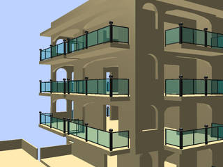 Studio di un edificio con struttura in acciaio, Ing. Edoardo Contrafatto Ing. Edoardo Contrafatto Balcony آئرن / اسٹیل