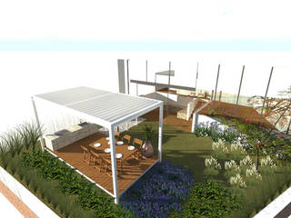 Pérgola minimal en Jardin , Designo Arquitectos Designo Arquitectos 枯山水 金属