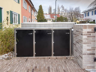 Mülltonnenboxen @boxx von design@garten, pflegeleicht - aus Edelstahl und HPL, design@garten GmbH & Co. KG design@garten GmbH & Co. KG Front yard Wood-Plastic Composite Black