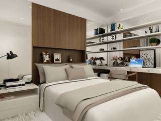 Quarto de casal com home office integrado Liliana Zenaro Interiores Quartos modernos