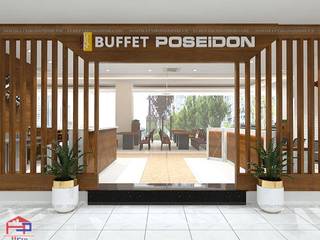 Thiết kế thi công nội thất gỗ laminate nhà hàng Buffet Poseidon cơ sở 2 tại Tầng 4 tòa Artemis, Số 3 Lê Trọng Tấn, Nội thất Hpro Nội thất Hpro مساحات تجارية